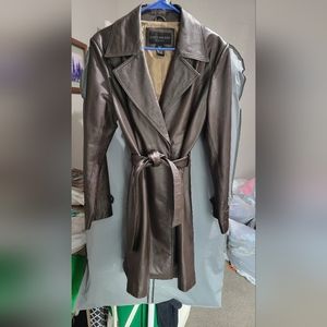 Centigrade Leather Dark Brown Long Jacket- Medium